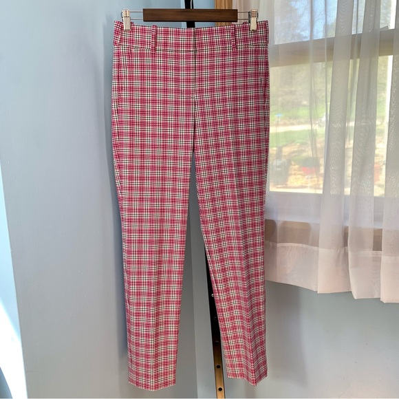 J Crew Cameron Slim Cropped Pants in Pink Plaid - Picture 2 of 7